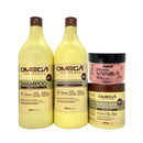 Kit Hidratante Colágeno Shampoo e Condicionador 1L + Máscara + Esfoliante Corporal Omega Hair