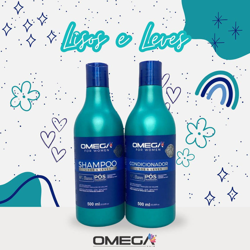 Kit Shampoo E Condicionador Lisos E Leves 500ml OmegaHair