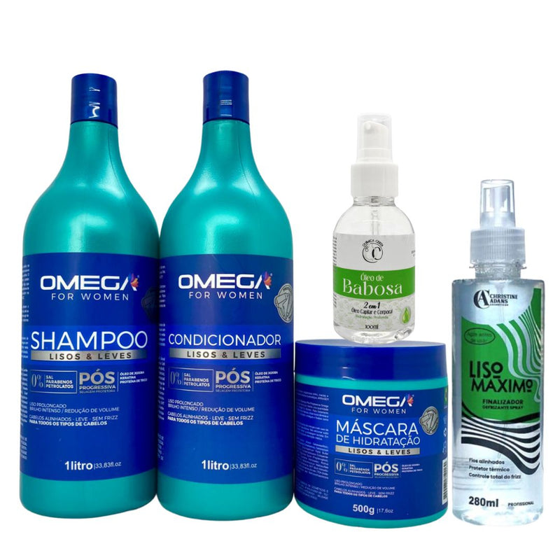 Kit Liso Prolongado Lisos e Leves 1L OmegaHair