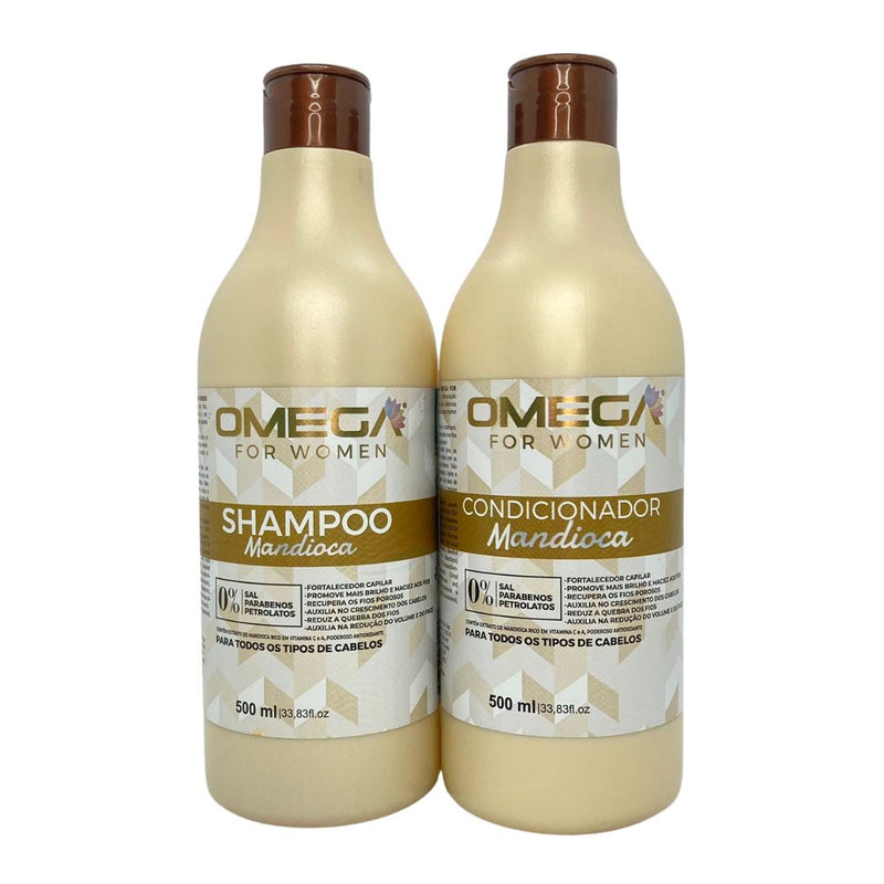 Kit Shampoo E Condicionador Mandioca 500ml OmegaHair