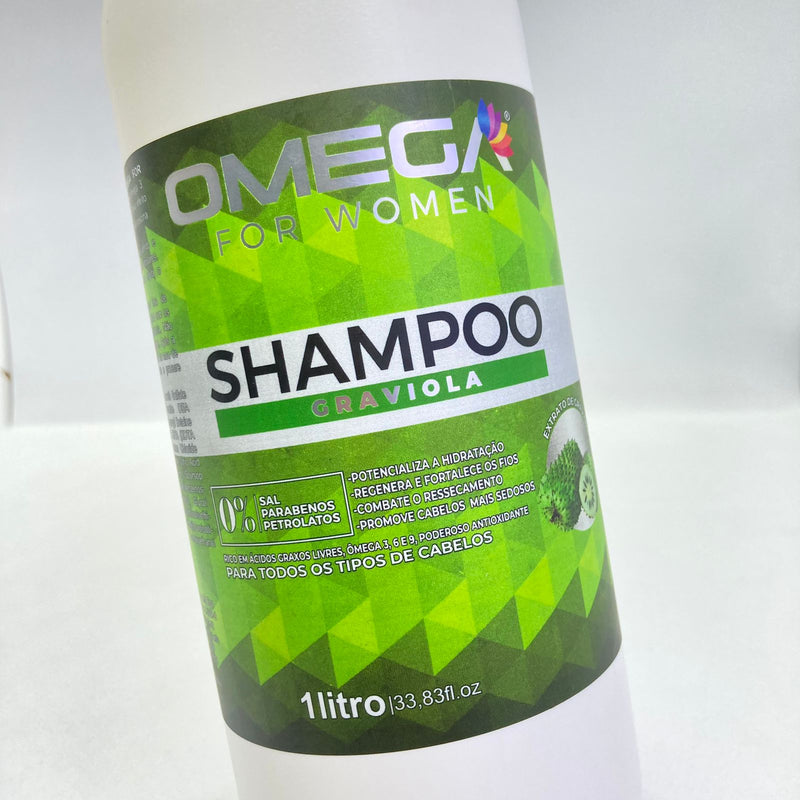 Shampoo Graviola 1L Omega Hair Fardo 6 Unidades