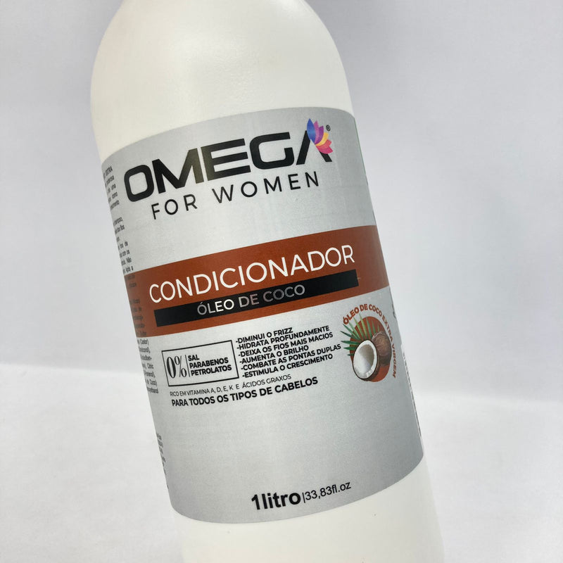 Condicionador Óleo De Coco 1L Omega Hair Fardo 6 Unidades