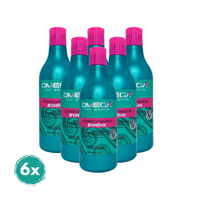 Condicionador Cachos 500ml Omega Hair Fardo 6 Unidades