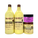 Kit Hidratante Colágeno Shampoo e Condicionador 1L + Máscara + Esfoliante Corporal Omega Hair