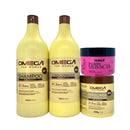 Kit Hidratante Colágeno Shampoo e Condicionador 1L + Máscara + Esfoliante Corporal Omega Hair