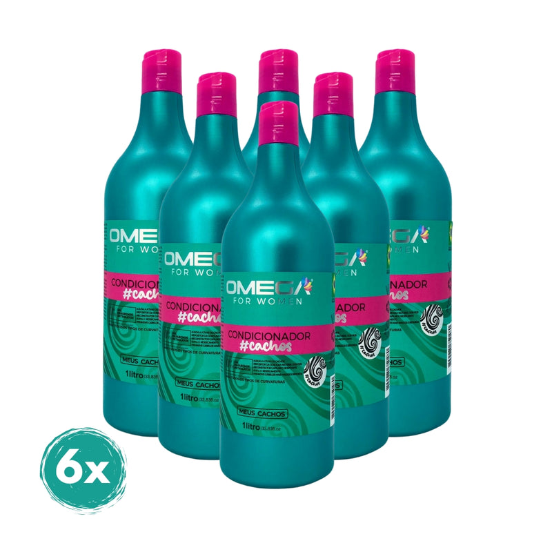 Condicionador Cachos 1L Omega Hair Fardo 6 Unidades