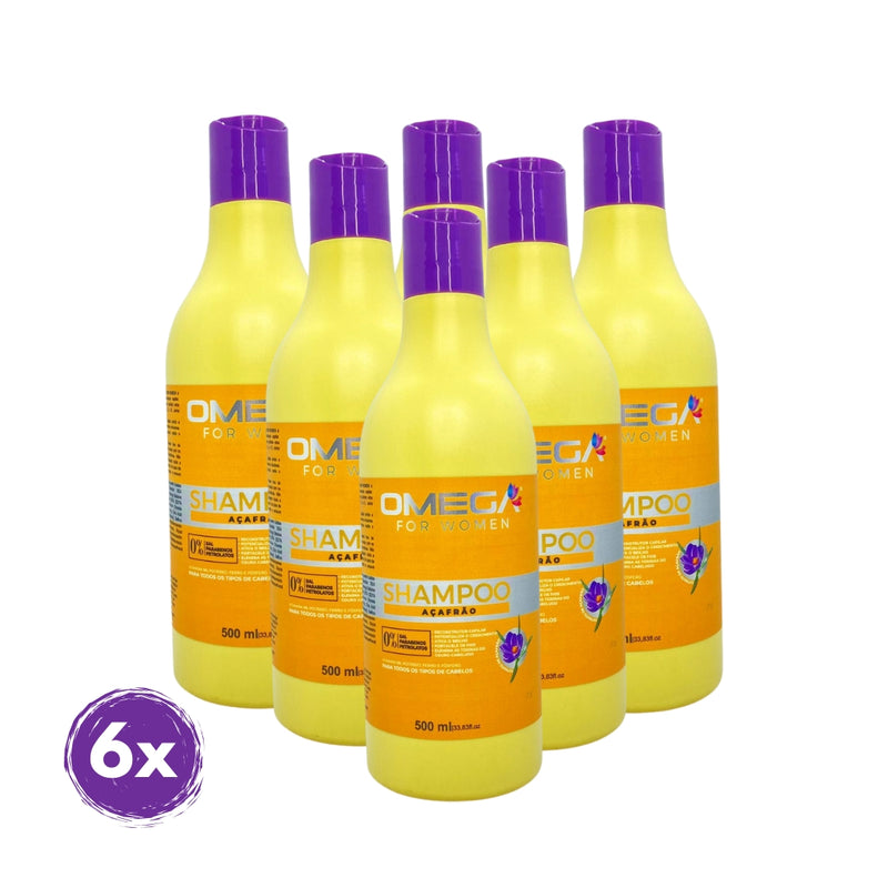 Shampoo Açafrão 500ml Omega Hair Fardo 6 Unidades