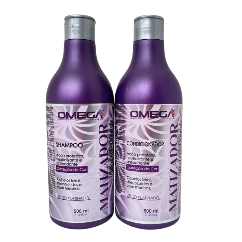 Kit Matizador Perfect Blond Shampoo e Condicionador 500ml Omega Hair