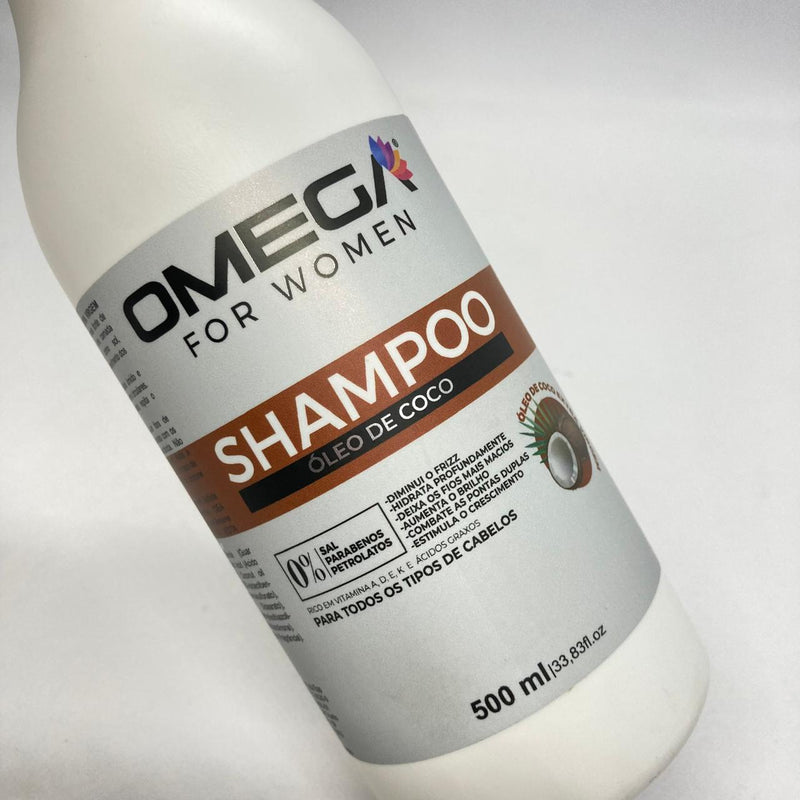 Kit Capilar Óleo De Coco Shampoo Condicionador e Máscara 500ml OmegaHair