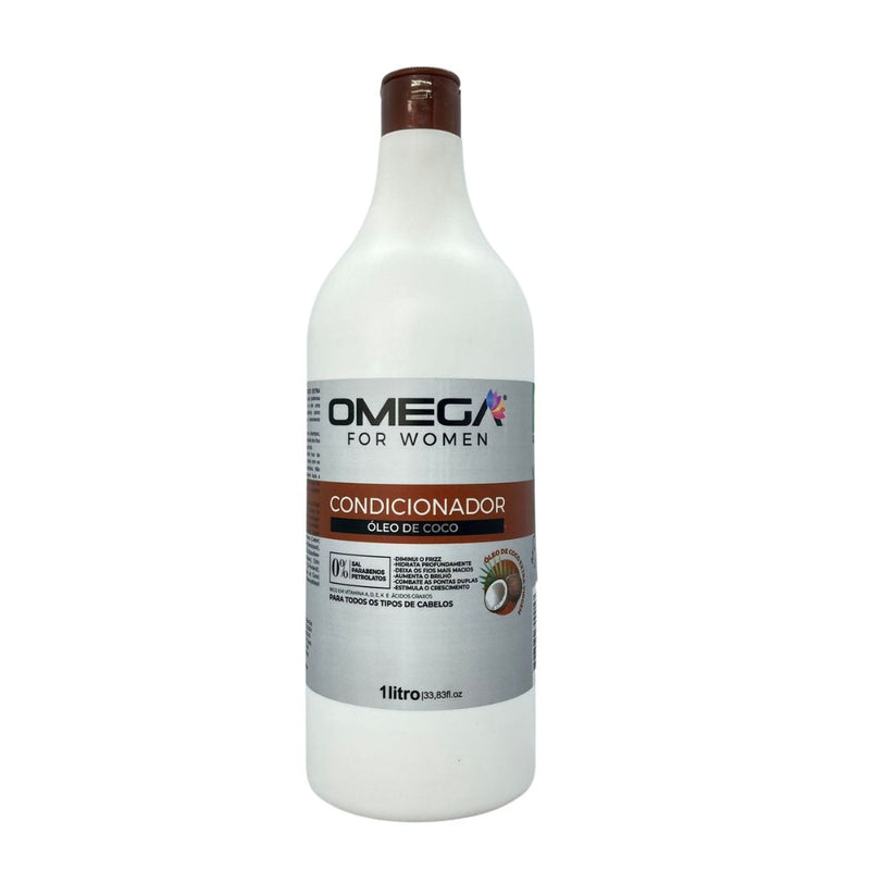 Condicionador Óleo De Coco 1L Omega Hair Fardo 6 Unidades