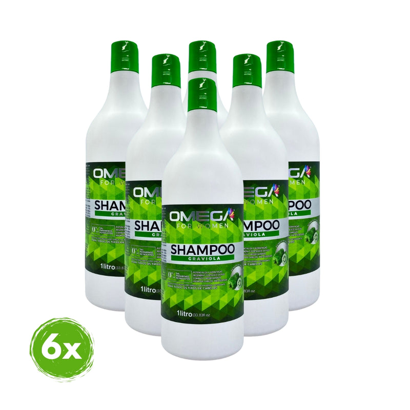 Shampoo Graviola 1L Omega Hair Fardo 6 Unidades