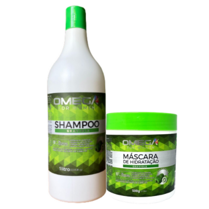 Kit Shampoo 1L e Mascara Capilar Graviola Omega Hair