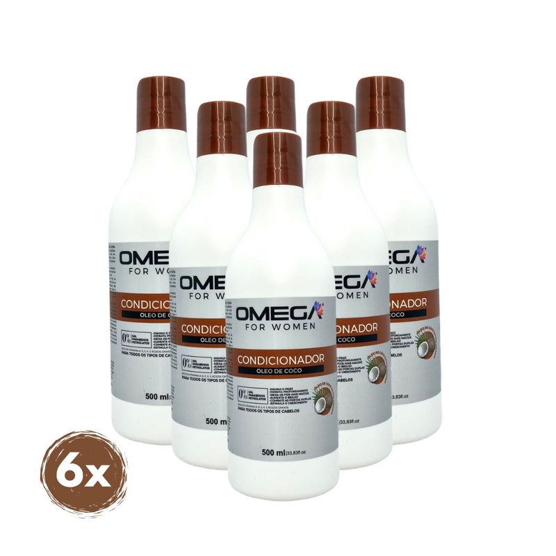 Condicionador Óleo De Coco 500ml Omega Hair Fardo 6 Unidades