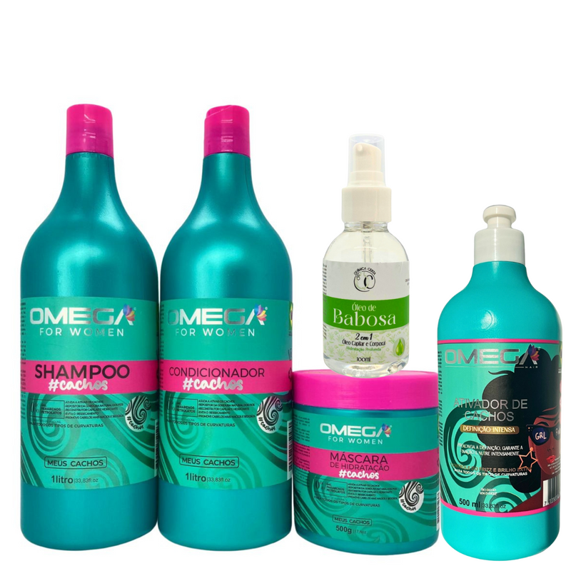 Kit Especial Definição de Cachos 1L Omega Hair - 5 Itens