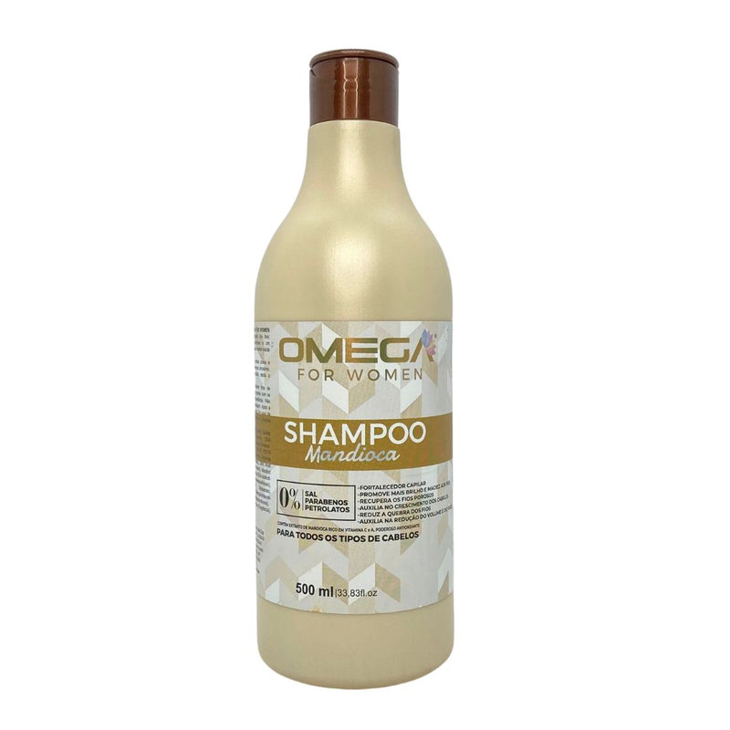 Kit Capilar Mandioca Shampoo Condicionador e Máscara 500g OmegaHair